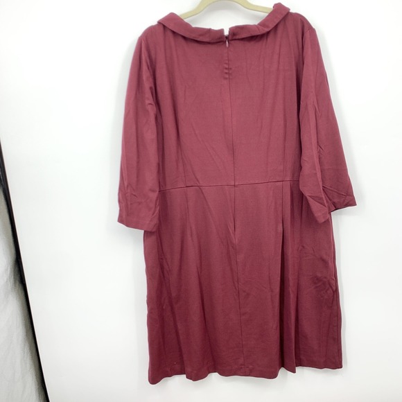 Talbots Women Size 18 Dress Maroon Red Cowl Neck 3/4 Sleeve Ponte Stretch - Picture 3 of 6